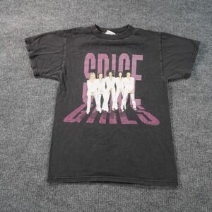 Vintage Spice Girls Graphic T-Shirt Mens Small Black 90s Pop Band Tee Retro Pink